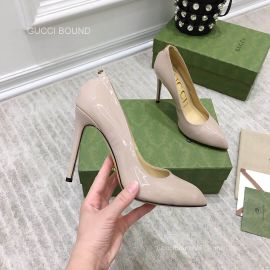 Gucci Classic Patent Leather Pump with GG Cut Out Back in Nude 105MM 2281163