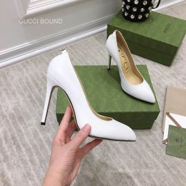 Gucci Classic Calfskin Pump with GG Cut Out Back in White 105MM 2281166