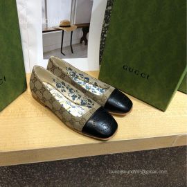 Gucci 2021 Interlocking G Leather Ballet Flat in Beige GG Canvas 2281182