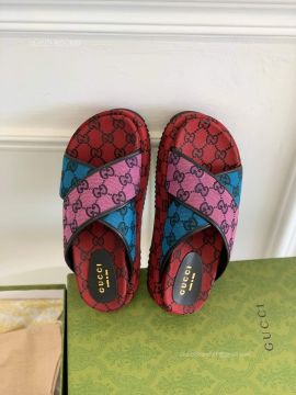 Gucci Criss Cross Multicolor GG Canvas Platform Slide Sandal 2281197