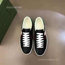 Gucci Vintage Ace Web Leather Sneaker with Flowers in Black Unisex 2281203