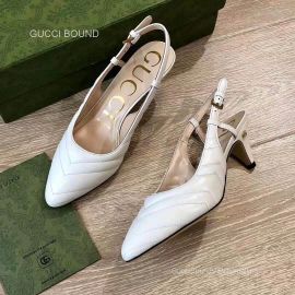 Gucci Matelasse Leather Slingback Pump in White 55MM 2281233