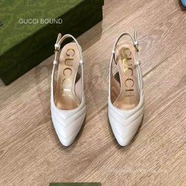 Gucci Matelasse Leather Slingback Pump in White 55MM 2281233