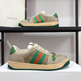 Gucci Screener Leather Sneaker with Green and Orange Web and GG Canvas Unisex 2281236