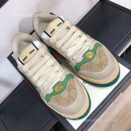 Gucci Screener Leather Sneaker with Green and Orange Web and GG Canvas Unisex 2281236