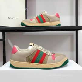 Gucci Screener Leather Sneaker with Red and Green Web and GG Canvas Unisex 2281238