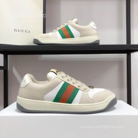 Gucci Screener Leather Sneaker with Green and Orange Web Unisex 2281240