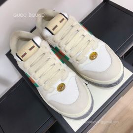 Gucci Screener Leather Sneaker with Green and Orange Web Unisex 2281240