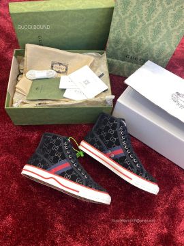 Gucci Tennis 1977 Sneaker Boot with Shearling and 77 Embroidery in Black Leather Unisex 2281241