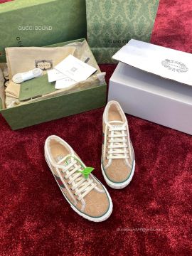 Gucci Tennis 1977 Sneaker with Shearling in Beige Leather Unisex 2281245