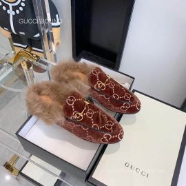 Gucci Vintage Princetown Horsebit Wool GG Slipper Mules in Brown 2281269