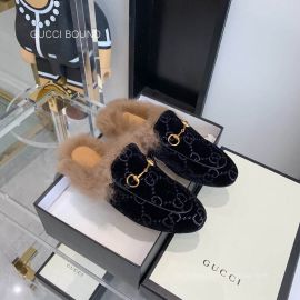 Gucci Vintage Princetown Horsebit Wool GG Slipper Mules in Black 2281270