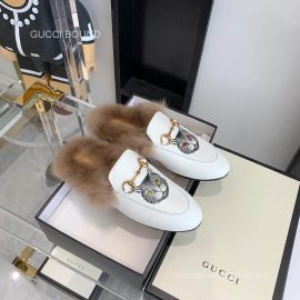 Gucci Vintage Princetown Horsebit Calf Leather Slipper Mules with Cat in White 2281274