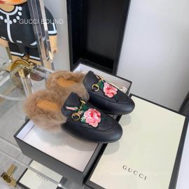 Gucci Vintage Princetown Horsebit Calf Leather Slipper Mules with Rose Flower in Black 2281275