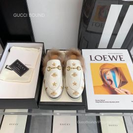 Gucci Vintage Princetown Horsebit Calf Leather Slipper Mules with Bees Stars in White 2281277