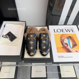 Gucci Vintage Princetown Horsebit Calf Leather Slipper Mules with Bees Stars in Black 2281278