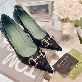 Gucci Horsebit Snakeskin Calf Leather Pumps in Black 85MM 2281280