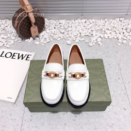 Gucci Bamboo Horsebit Leather Loafers in White 2281296