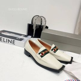 Gucci x Balenciaga Aria Horsebit BB Web Leather Loafers in White 2281331