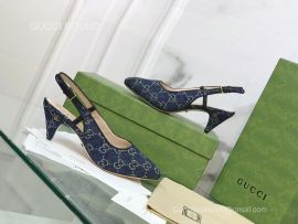 Gucci Womens Slingback Pump with Mini Double G Blue GG Supreme Canvas 55MM 2281346
