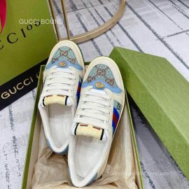 Gucci Womens Screener Sneaker with Crystals in Brown and Blue GG Canvas and Vintage Web 2281386