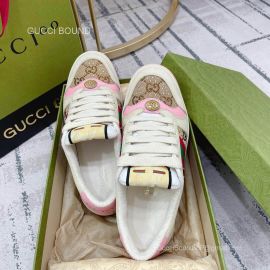 Gucci Womens Screener Sneaker with Crystals in Brown GG Canvas and Vintage Web 2281387