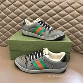 Gucci Screener GG Green Red Web Lace Up Sneaker in Gray Leather Unisex 2281394