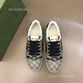 Gucci Screener GG Supreme Green Red Web Lace Up Sneaker in Beige Unisex 2281395