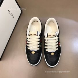 Gucci Screener Lace Up Sneaker with Interlocking G Web in Black Leather Unisex 2281398