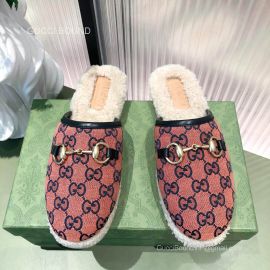 Gucci Horsebit Orange Multicolor GG Mules with Sheepskin 2281434