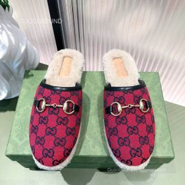Gucci Horsebit Red Multicolor GG Mules with Sheepskin 2281435