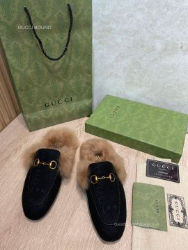 Gucci 100 Princetown Suede Leather Slipper in Black 2281456