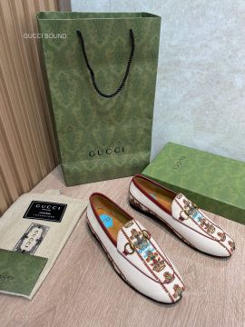 Gucci 100 Princetown Loafers in Ivory Flower and Crown Jacquard 2281459