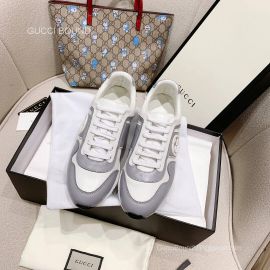 Gucci Interlocking G Leather Sneakers in Gray White Unisex 2281461