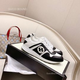 Gucci Interlocking G Leather Sneakers in Black White Unisex 2281463