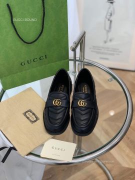 Gucci Double G Loafer in Black Chevron Matelasse Leather 2281465