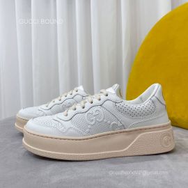 Gucci Womens Jive GG Embossed Sneaker in White GG Embossed Leather Unisex 2281467