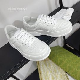 Gucci Womens Jive GG Embossed Sneaker in White GG Embossed Leather Unisex 2281469