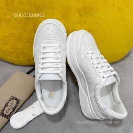 Gucci Womens Jive GG Embossed Sneaker in White GG Embossed Leather Unisex 2281469