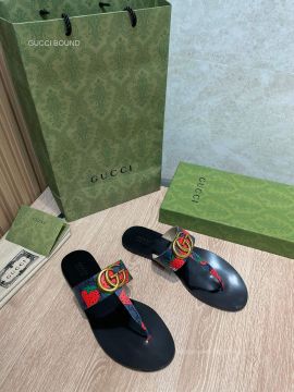 Gucci Double GG Canvas Thong Sandals in Blue Unisex 2281497