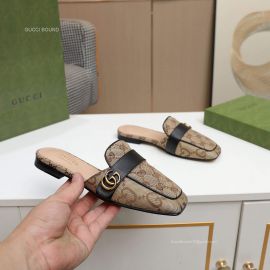Gucci GG Supreme Canvas Slipper Mules with Double G in Beige 2281505