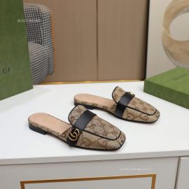 Gucci GG Supreme Canvas Slipper Mules with Double G in Beige 2281505