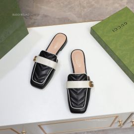 Gucci Matelasse Leather Slipper Mules with Double G in Black 2281506