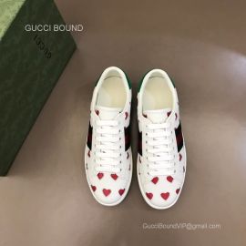 Gucci Vintage Ace Low Top Leather Sneaker with Red Hearts in White Unisex 2281509