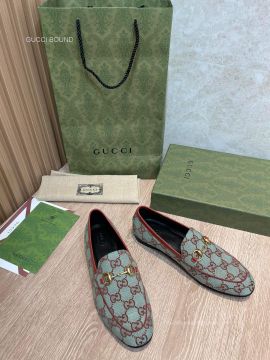 Gucci Princetown Horsebit Loafers in Green Red GG Canvas 2281511