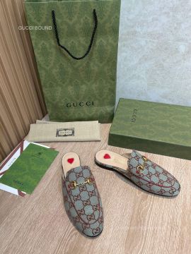 Gucci Princetown 100 Horsebit Slipper Mules in Green Red GG Canvas 2281512