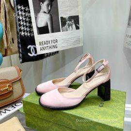 Gucci Satin Ankle Strap Pumps in Pink 85MM 2281542