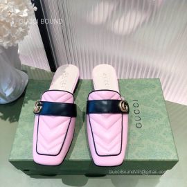 Gucci GG Matelasse Leather Mules in Pink 2281552