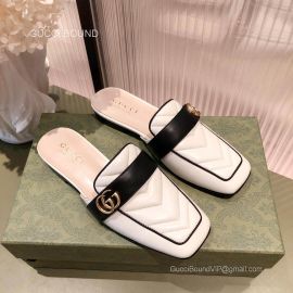 Gucci GG Matelasse Leather Mules in White 2281554