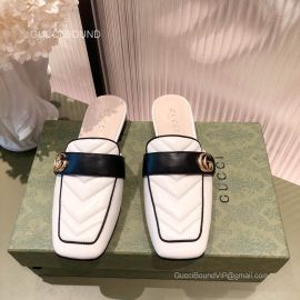 Gucci GG Matelasse Leather Mules in White 2281554